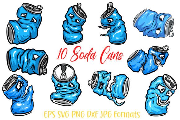 10 Blue Cartoon Cola Can Design Assets for Creative Projects