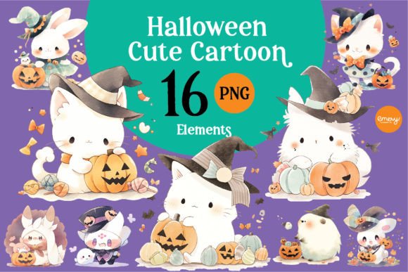 Adorable Kawaii Halloween PNGs for Creative Projects