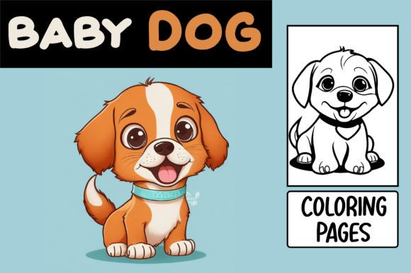 Adorable Puppies in Cartoon Baby Dog Coloring Pages