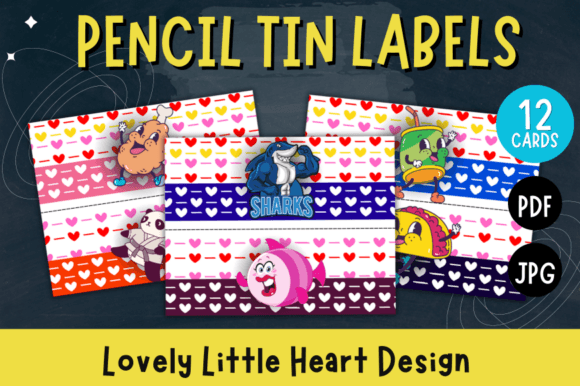 Charming Pencil Tin Labels: The Lovely Little Heart Design