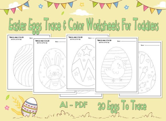 Easter Eggs Trace & Color Worksheets: A Designer's Creative Asset