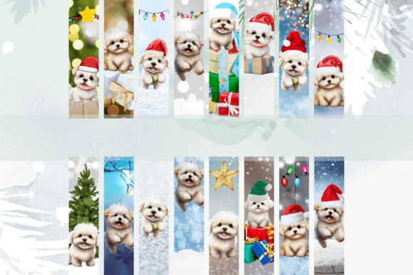 Festive Design Assets: Puppy Christmas Bookmarks