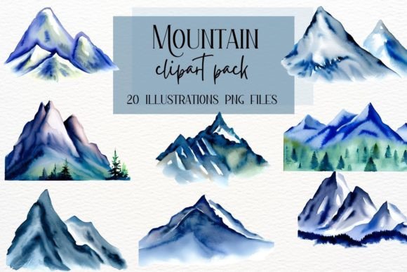 Watercolor Mountains: A Snowy Landscape Collection